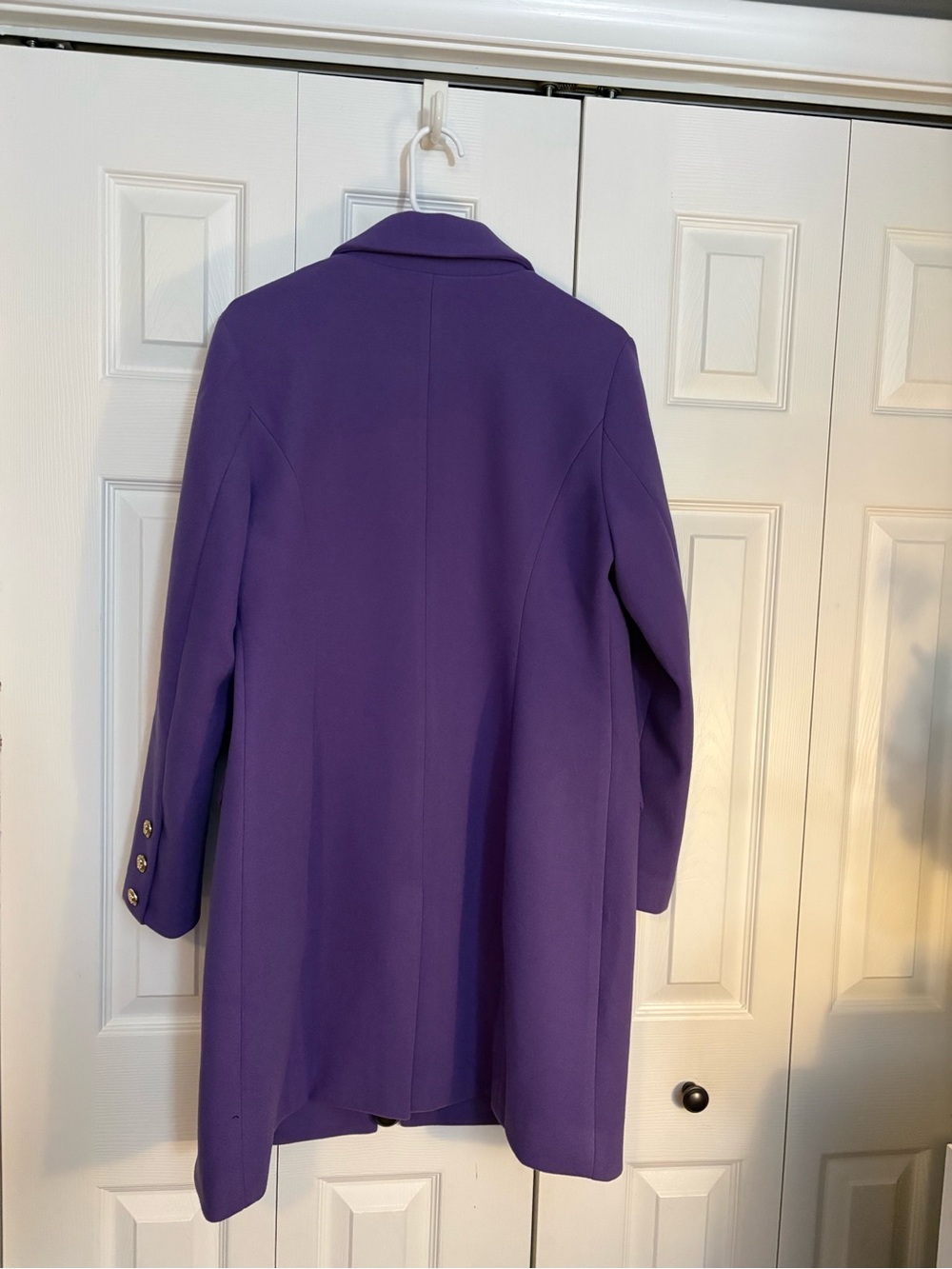 Purple Double-Breasted Gold-Button Pea Coat - Picture 5 of 5